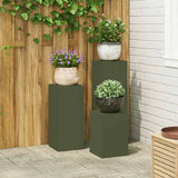 Plant Stand 3 pcs Olive green Steel 865830