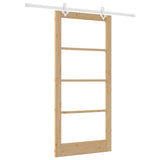 Sliding Door Natural 93 x 202 cm Solid Pine Wood and Glass 3332231