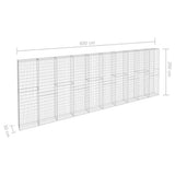 144915 Gabion Wall with Covers Galvanised Steel 600x30x200 cm