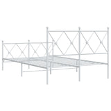Metal Bed Frame without Mattress with Footboard White 120x200cm 376567