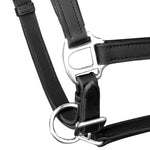 ZNTS Real Leather Headcollar Stable Halter Adjustable Black Full 90891