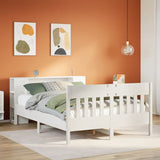Bookcase Bed without Mattress White 120x200cm Solid Wood Pine 3323186