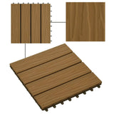 11 pcs Decking Tiles Deep Embossed WPC 30x30 cm 1 sqm Teak Colour 45037