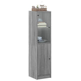 Highboard with Glass Door Grey Sonoma 35x37x142 cm 836446