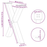 Dining Table Legs X-Shaped 3 pcs Natural Steel 80x cm Steel 4012995