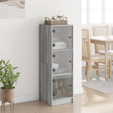 Highboard with Glass Doors Grey Sonoma 35x37x109 cm 836390