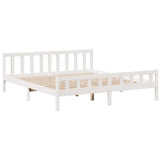 ZNTS Bookcase Bed without Mattress White 180x200 cm Super King Solid Wood Pine 3322179