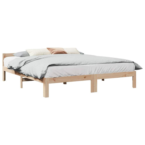 ZNTS Bed Frame without Mattress 160x200 cm Solid Wood Pine 859229