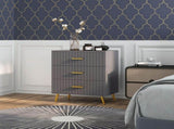 Three Drawer Embossed Line Dresser - Grey/Gold Tone T3398P343154