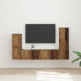 TV Cabinet Set Wall-mounted 4 pcs Old Wood Engineered Wood 3409031