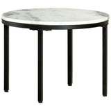 Coffee Table White and Black 50 cm Real Solid Marble 286411
