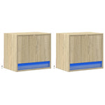 ZNTS Wall-mounted Bedside Cabinets with LED Lights 2 pcs Sonoma Oak 852080