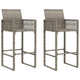 Garden Bar Stools 2 pcs Grey Poly Rattan 368704