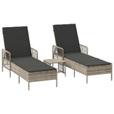 Sun Lounger 2-person 3 pcs Light Grey and Dark Grey Poly Rattan 365437