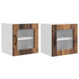 Wall Glass Cabinet PORTO 2 pcs Old Wood 40 x 31 x 40 cm 885202