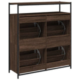 Shoe Cabinet with 4 Flip-Drawers Brown Oak 100x34x112 cm 3214417