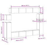 8 Piece TV Cabinet Set Wall-mounted Artisan Oak Engineered Wood 3329148