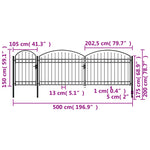 ZNTS Garden Fence Gate with Arched Top Steel 2x5 m Black 144372