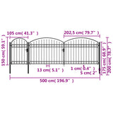 ZNTS Garden Fence Gate with Arched Top Steel 2x5 m Black 144372