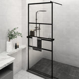 ZNTS Walk-in Shower Wall with Shelf Black 80x195 cm ESG Glass&Aluminium 3185447