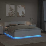 Bed Frame with Headboard White 200 x 200 cm Engineered Wood 3408040