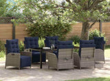 Garden Dining Set with Cushion 7 pcs Grey and Black Rattan 3380586