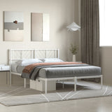Metal Bed Frame without Mattress with Headboard White 120x200cm 372226
