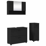 Bathroom Furniture Set 3 pcs Black Engineered Wood and Metal 3393034