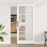 Sliding Door White 93 x 211 cm Solid Pine Wood and Glass 3332430