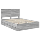 Bed Frame with Drawer Grey Sonoma 140 x 200 cm Engineer Wood 3409466