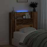 Storage Headboard with LED Old Wood Engineered Wood 3418651