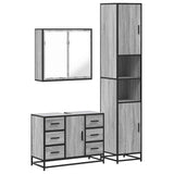 ZNTS 3 Piece Bathroom Furniture Set Grey Sonoma Engineered Wood 3301083