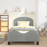 Children's Bed Frame with Headboard Light Grey 90 x 200 cm 42011127