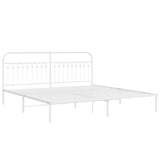 Metal Bed Frame without Mattress with Headboard White 193x203cm 376655