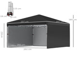 3 x 3m Metal Frame Gazebo, Pop Up Event Shelter with 2 Sidewalls, Weight Bags and Wheeled Bag, Black T3398P315467