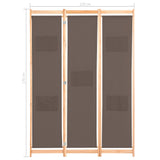 3-Panel Room Divider Brown 120x170x4 cm Fabric 248179