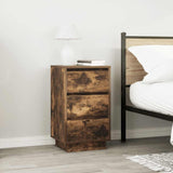 Bedside Cabinet with LED Lights Smoked Oak 38x34x65 cm 861305