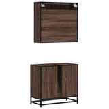 2 Piece Bathroom Furniture Set Brown Oak Engineered Wood 3300909