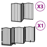 Dog Gate with Door Foldable 15 Panels Black 750 cm Poplar Wood 3155602
