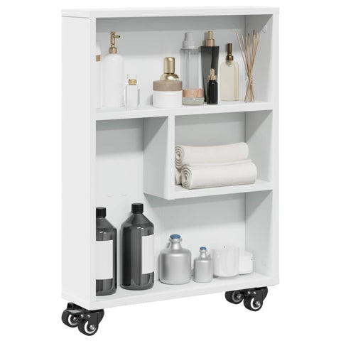 ZNTS Narrow Storage Trolley White 48x13x68 cm Engineered Wood 855223