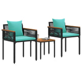 Outdoor Furniture Set Black and Turquoise Poly Rattan 42025236