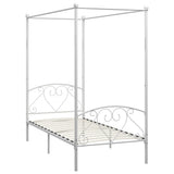 Bed Frame White Metal Single Durable Bed Frame Rectangular 284426