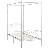 284428 Canopy Bed Frame without Mattress White Metal 120x200 cm