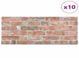 Wall Panels 10 pcs Red 100 x 50 cm EPS Foam 332921