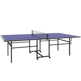 9FT Folding Table Tennis Table with Four Wheels, for Indoor Use, Blue T3398P425044
