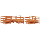 Garden Lounge Set 10 pcs Wax Brown Solid Pine Wood 3418128