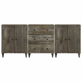 ZNTS 3 Piece Sideboards Light Grey 60x33.5x75 cm Solid Wood Mango 3310017