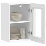 Kitchen Wall Cabinet with Glass Door Kalmar White Engineered Wood 853527