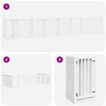 Dog Gate with Door Foldable 15 Panels White 750 cm Poplar Wood 3155652