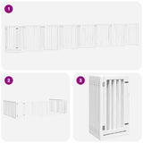 Dog Gate with Door Foldable 15 Panels White 750 cm Poplar Wood 3155652